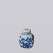 Blue and White Porcelain Mini Bird and Flower Round Jar
