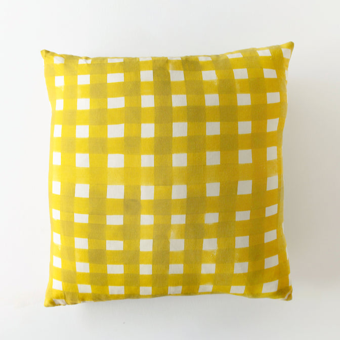 Yellow Cross-Hatch Pillow