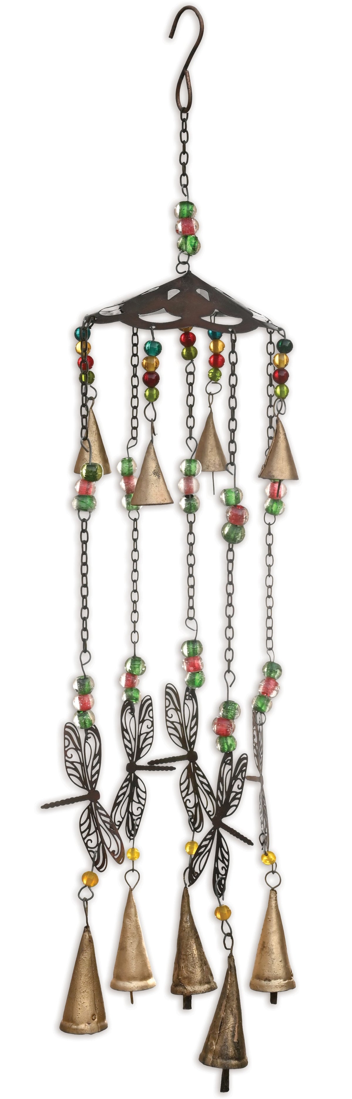 Blissful Dragonfly Bell Chime, Antique Finish