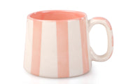 Ceramic Pink Stripe  Coffee cup- 220ml - 3.5 x 2.5 Inches (Set of 2)