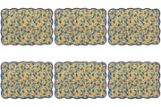 Set of 6 Fan Flower Block Print Kantha Placemat