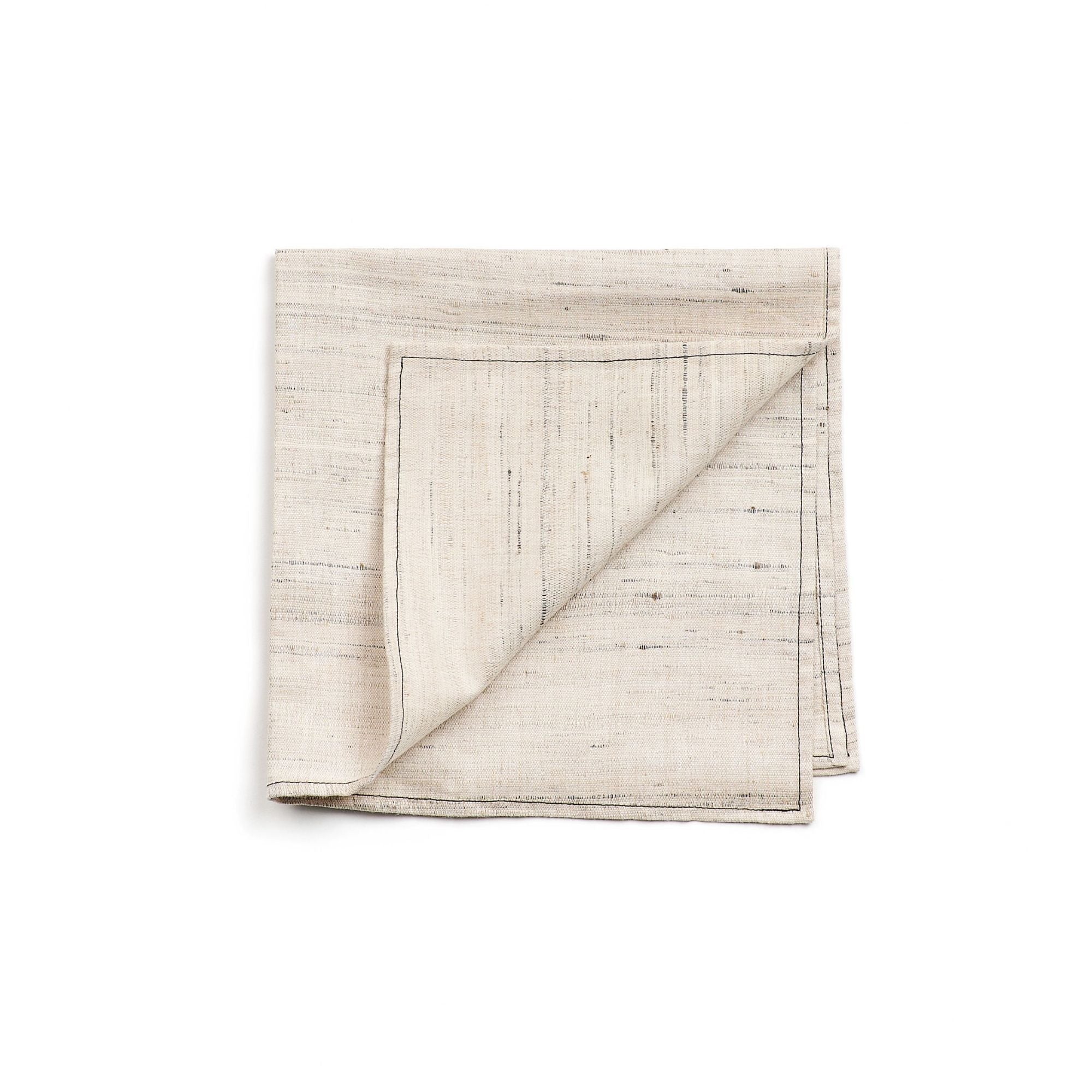 Kora Off White Peace Silk Handloom Napkin ( set of 4 )