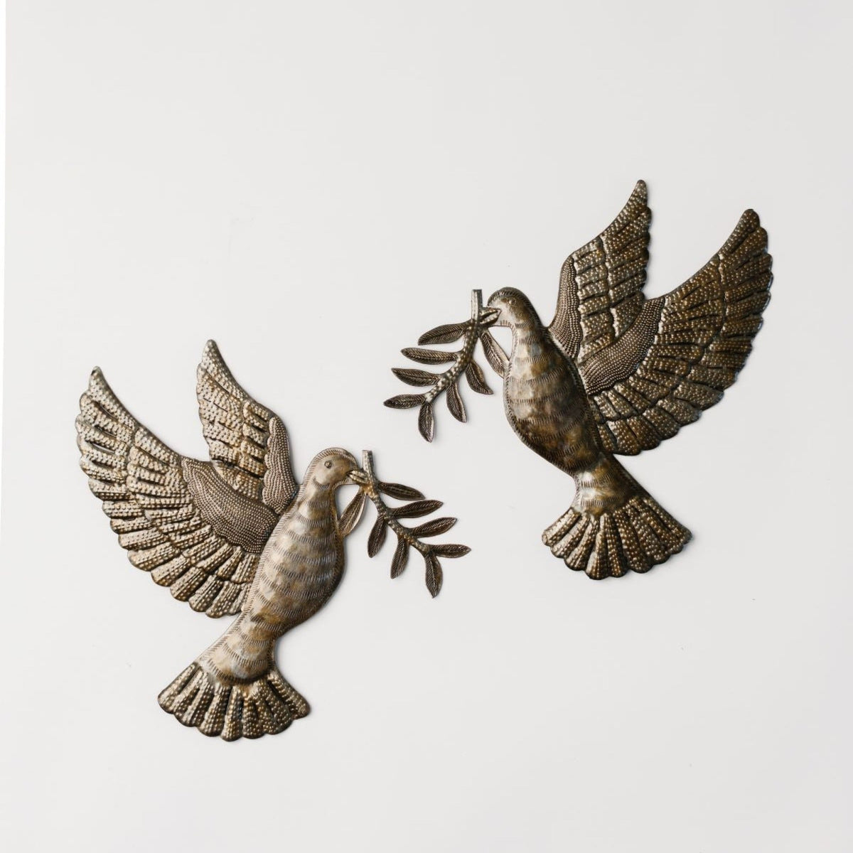 Dove with Olive Branch Metal Art Set