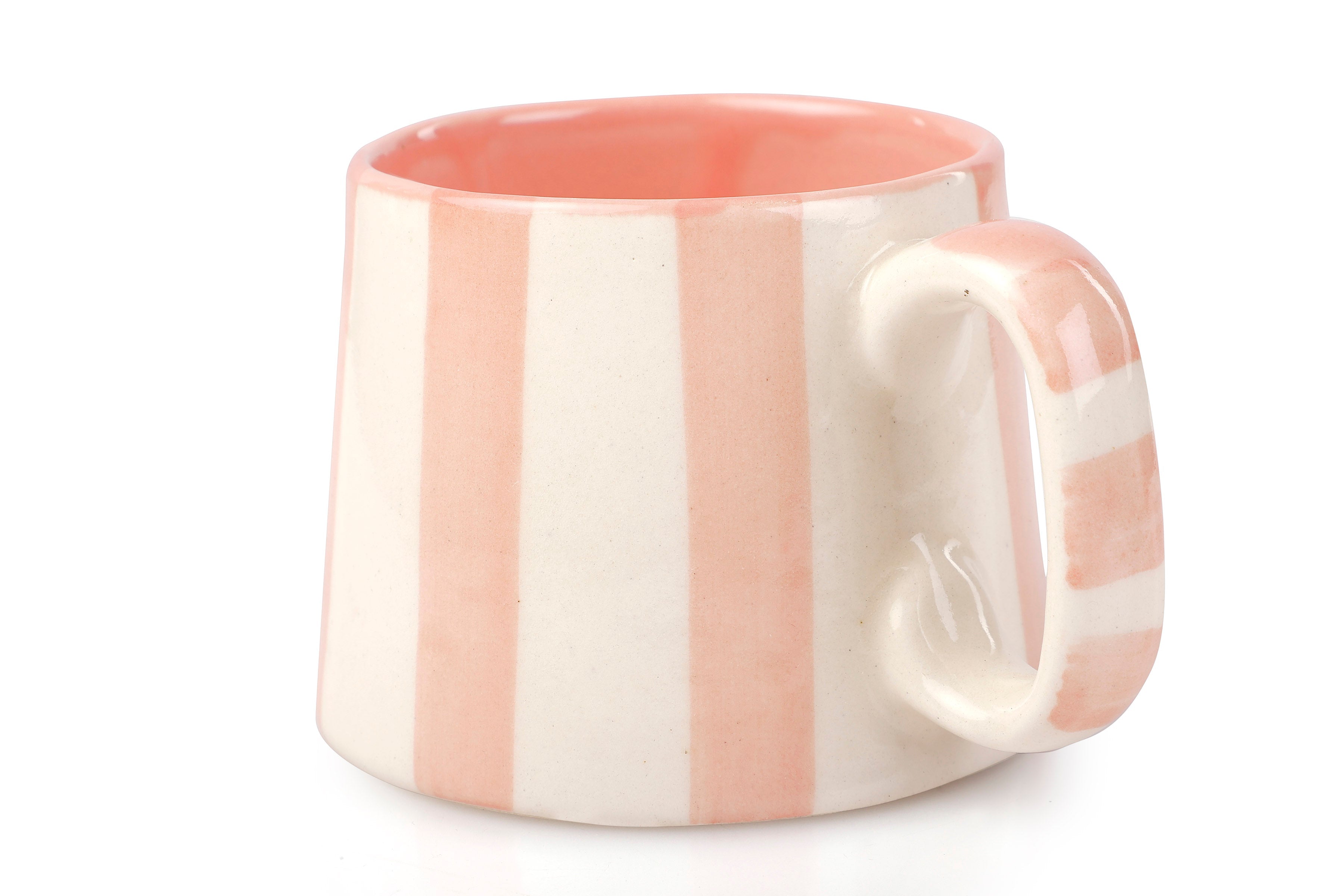 Ceramic Pink Stripe  Coffee cup- 220ml - 3.5 x 2.5 Inches (Set of 2)
