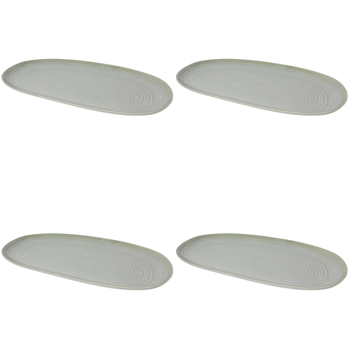 Set of 4 Oval Platter 15" Aquarius Sage