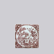 Hand Painted Porcelain Red and White Auspicious Deer Tile