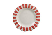 Ceramic Stripe Dinner Plate,  Red- 10 x 10 x 1.25 Inches ( Set of 4 )