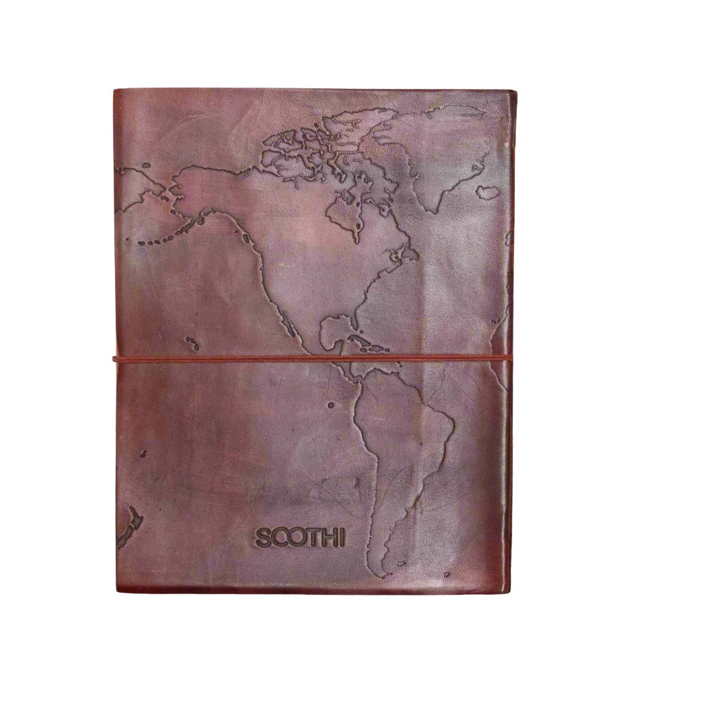 Extra Large World Map Handmade Leather Journal