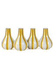 Ceramic Stripe  bud vase, Yellow-  3.5 x 3.5 x 4.75 Inches ( Set of 4 )