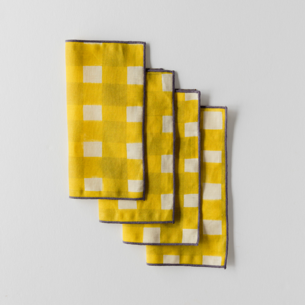 S/4 Yellow Cocktail Napkins