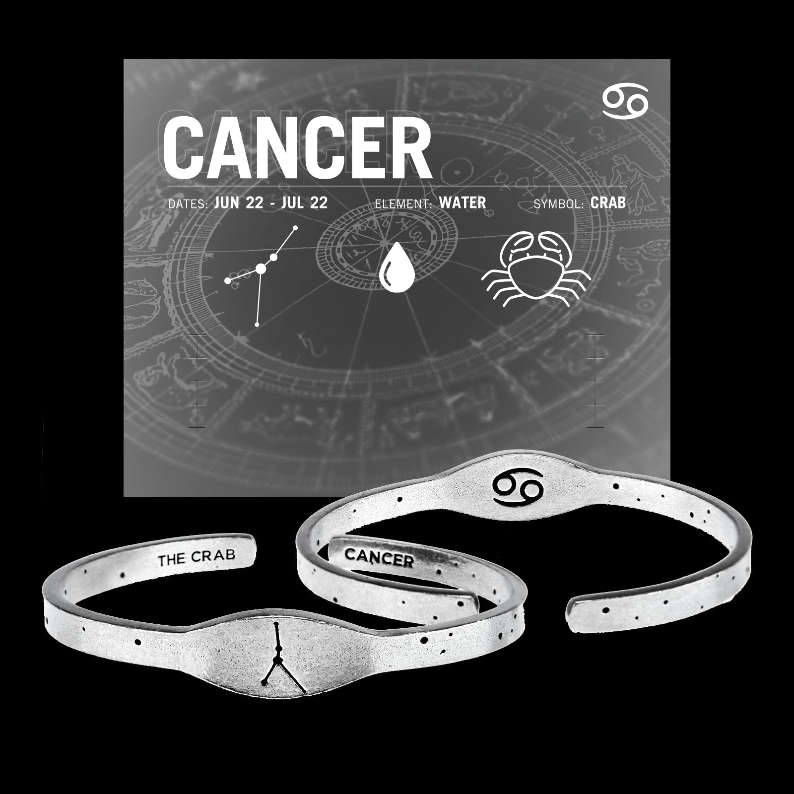 Zodiac Cuff Bracelet - Cancer