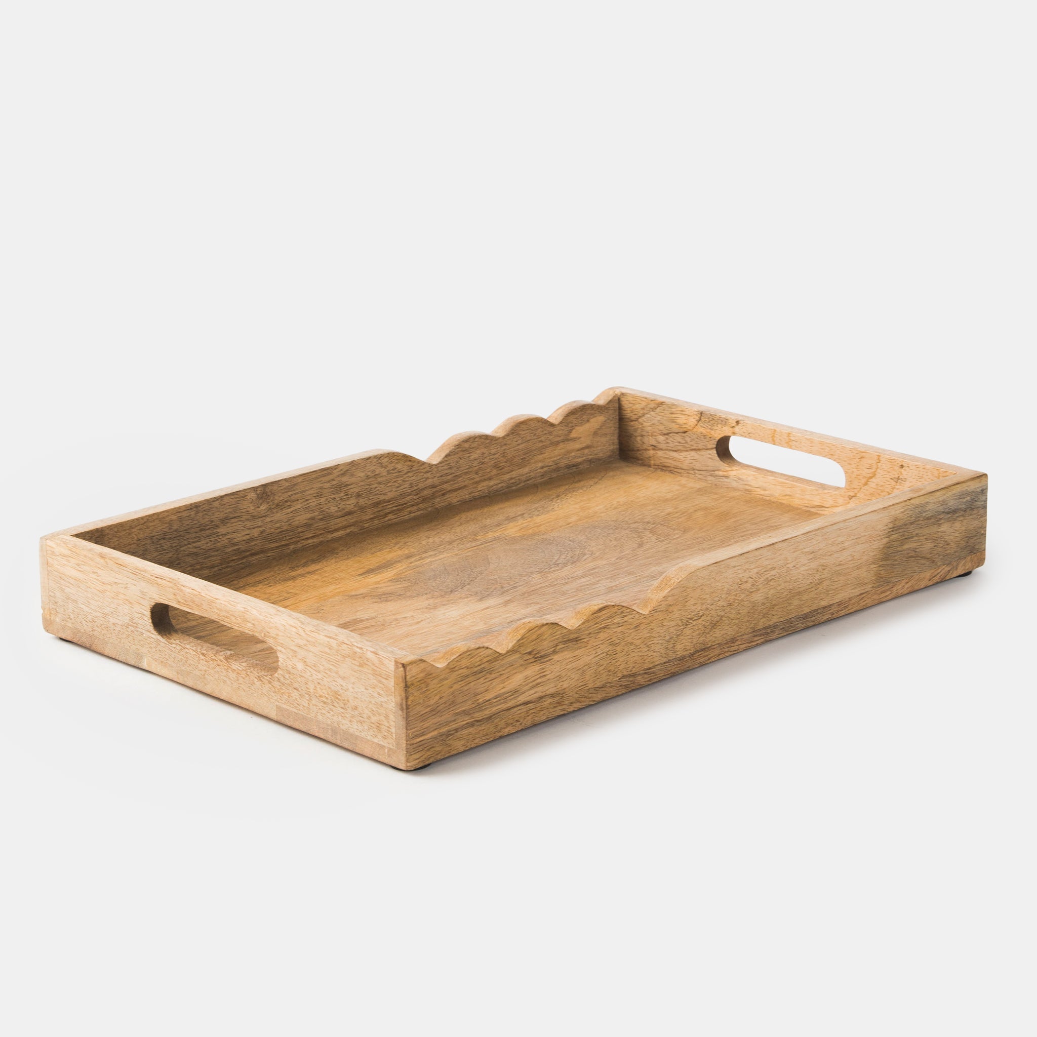 Handcarved Scalloped Elegance Mangowood Tray