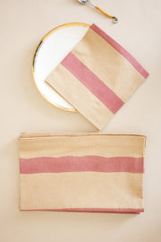 Oh! Stripes (Rose) Block Print Napkins, Set of 4