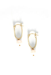 Freshwater Pearl Drop Earrings - Brass