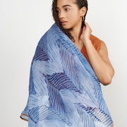 Samu Indigo Hand Printed Shibori Silk Chiffon Scarf