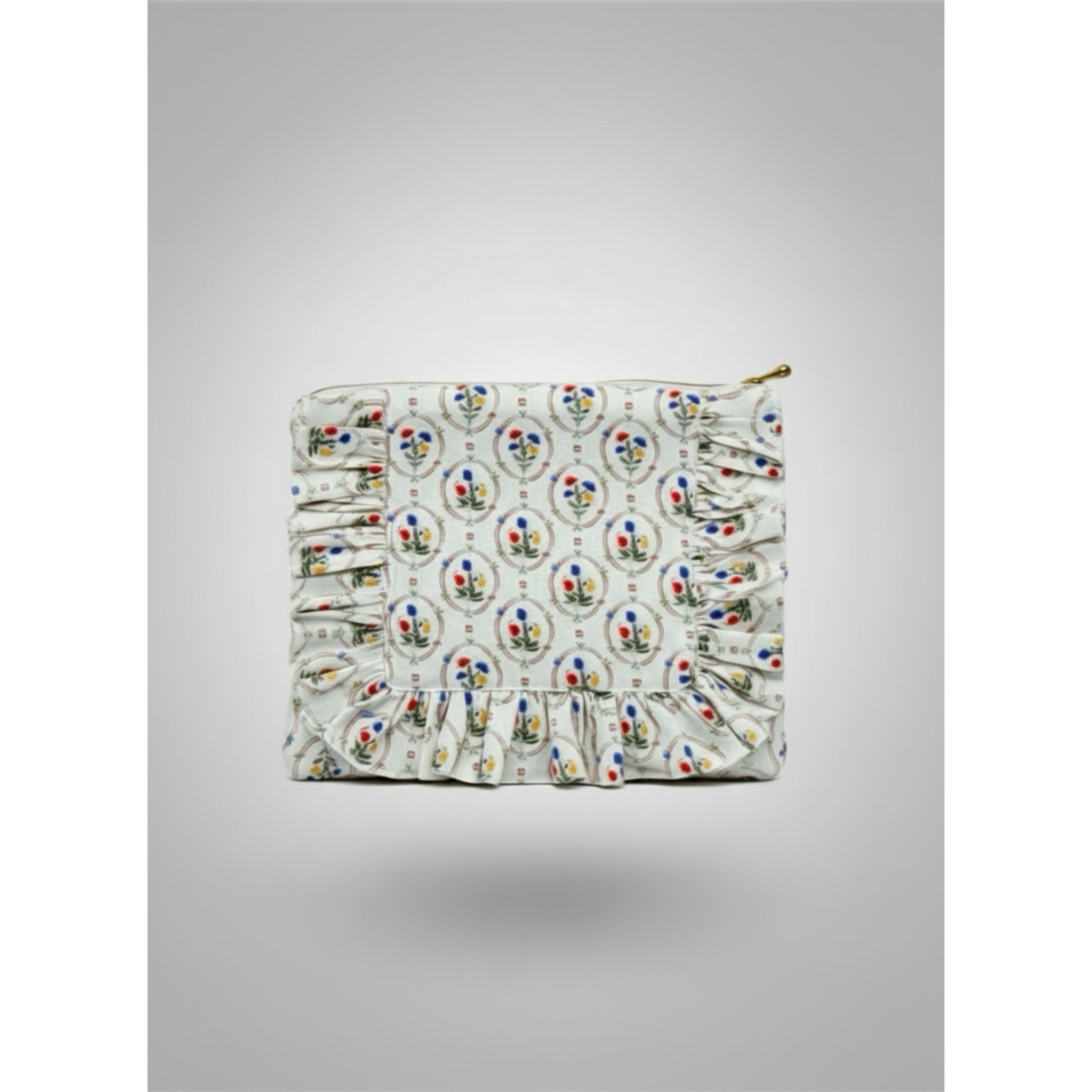 Victorian Garden |Timeless Floral Ruffle Zipper Pouch