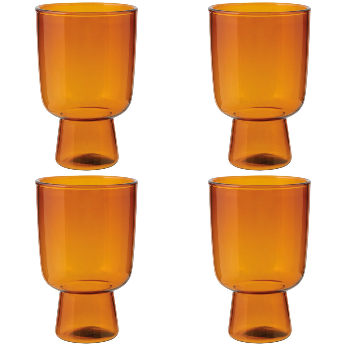 Set of 4 Tumbler 11oz Pedestal Amber