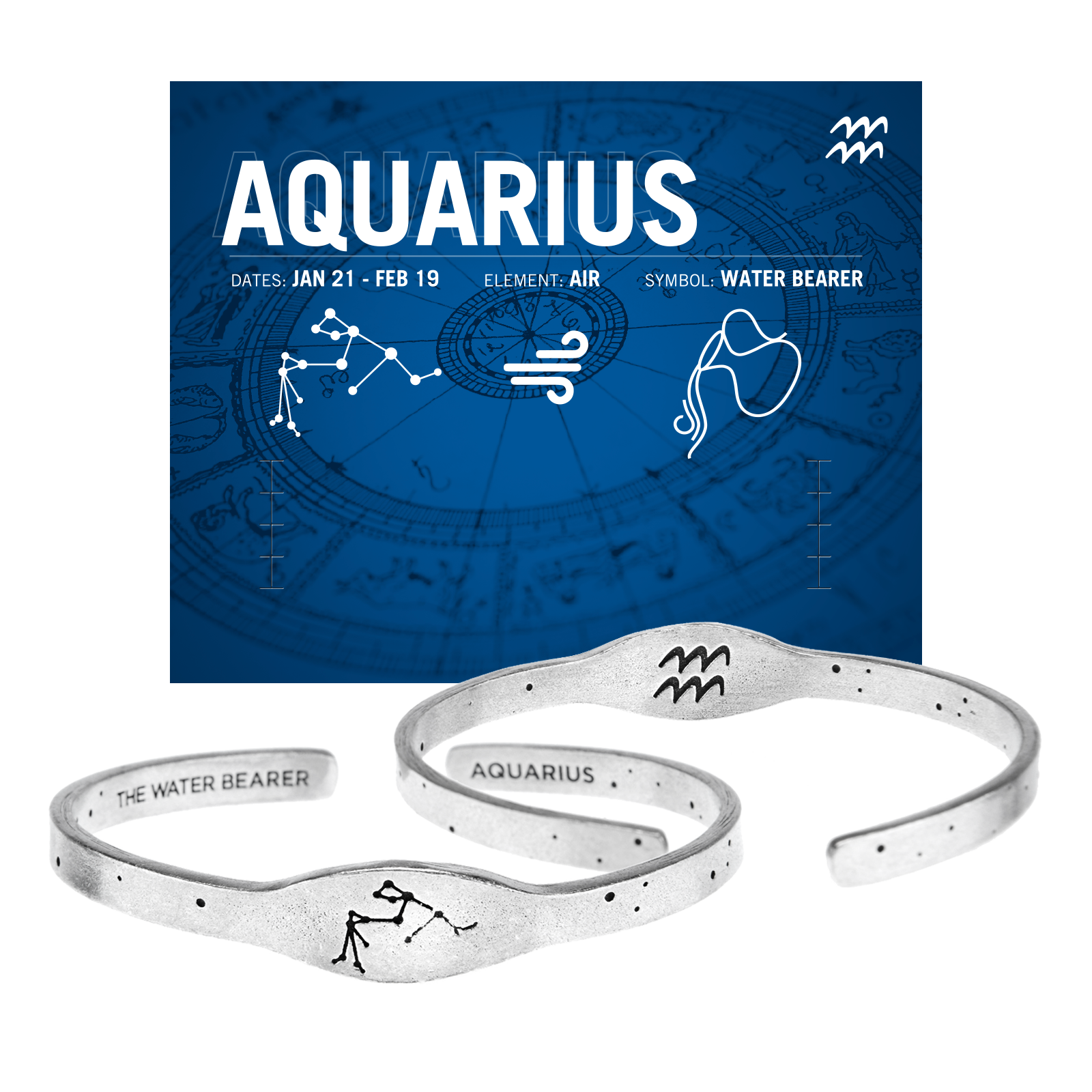 Zodiac Cuff Bracelet - Aquarius