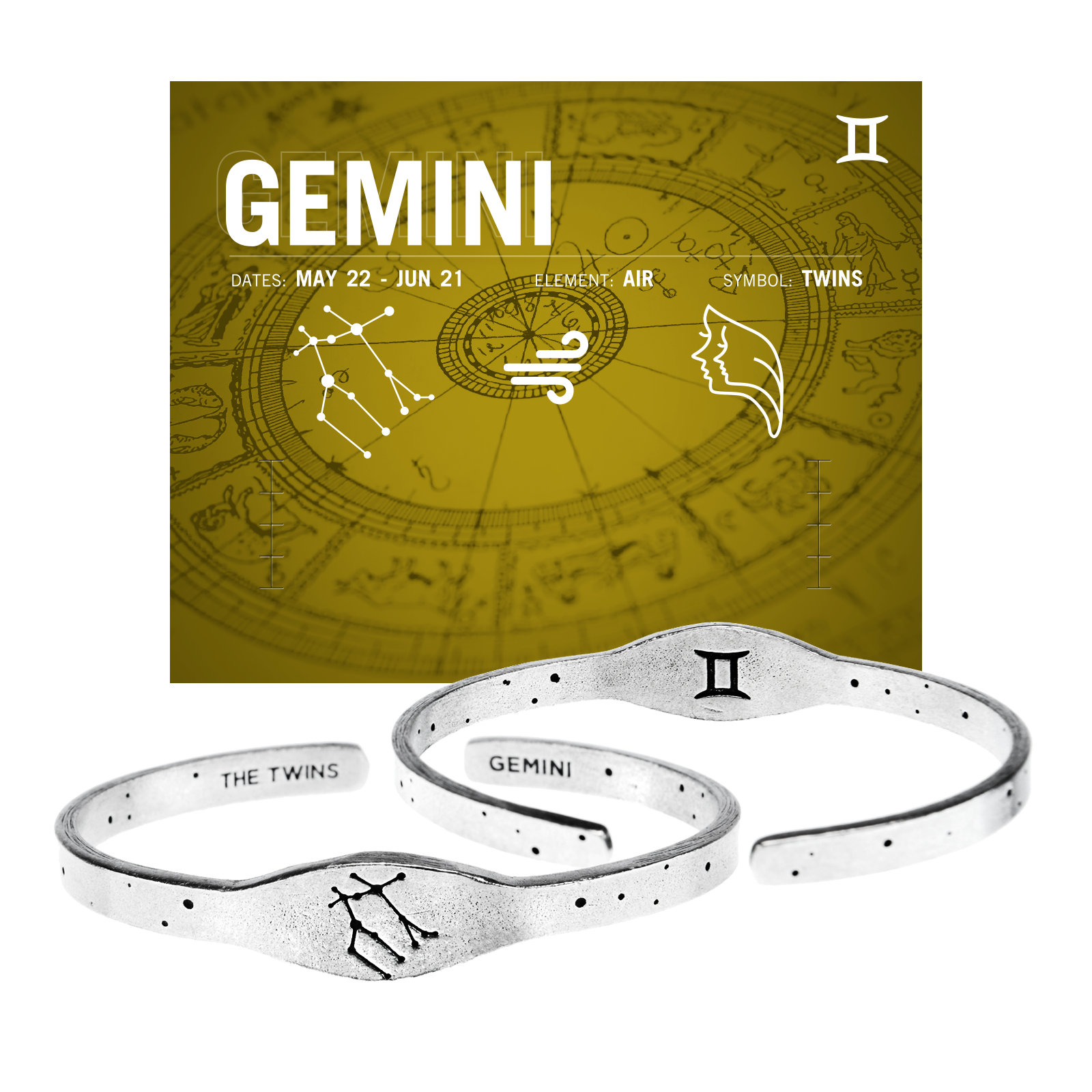 Zodiac Cuff Bracelet - Gemini