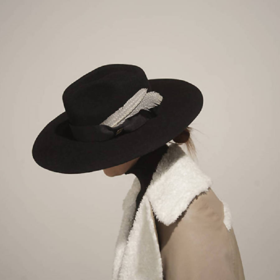 Black Feather Felt Hat