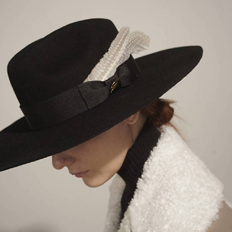 Black Feather Felt Hat