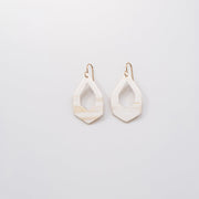 Hex Deco Drop Earrings - White