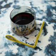 Grey Marble Cocktail Napkins with Chartreuse Trim