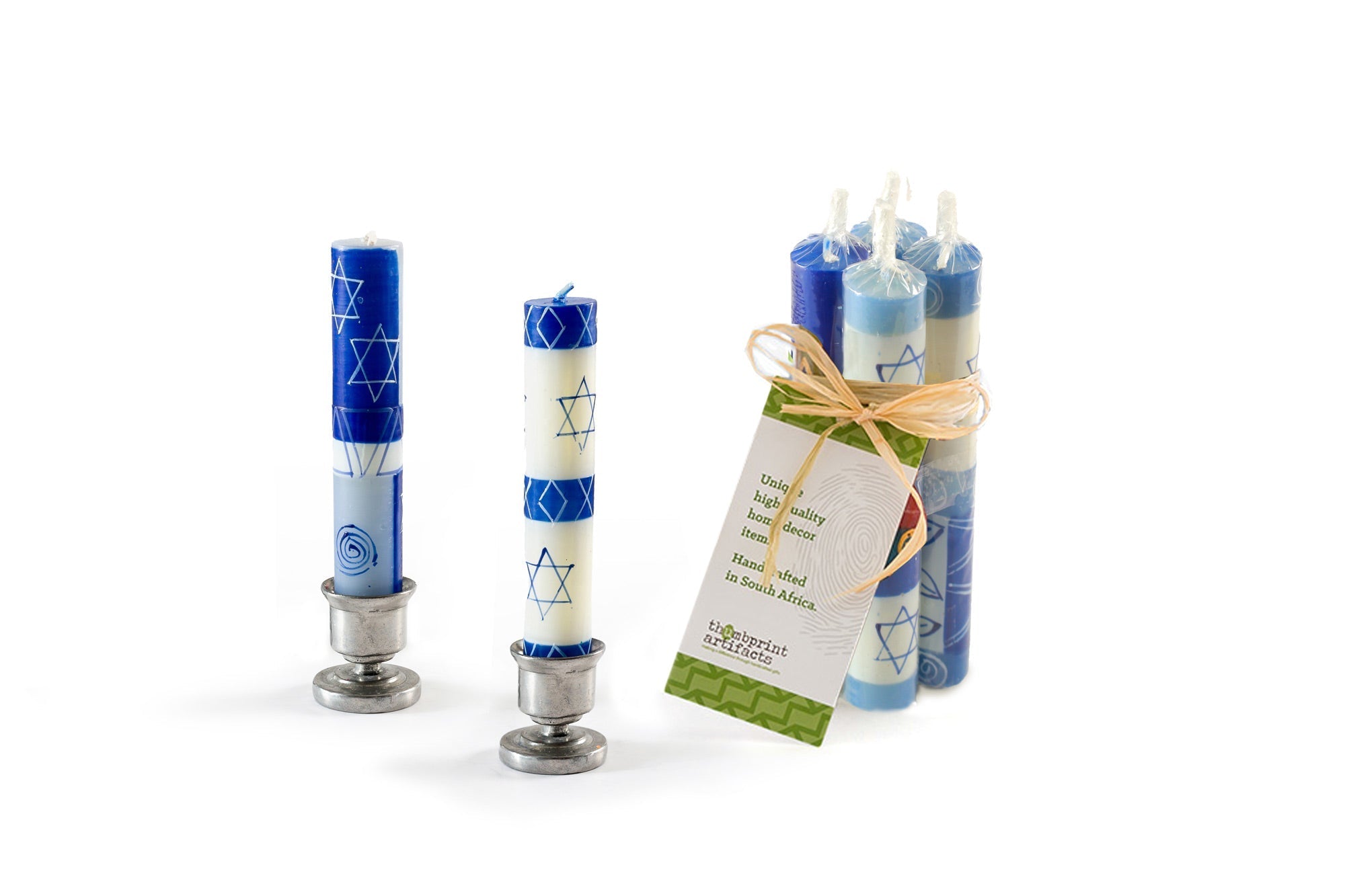 Shabbat Star of David Painted Candles
