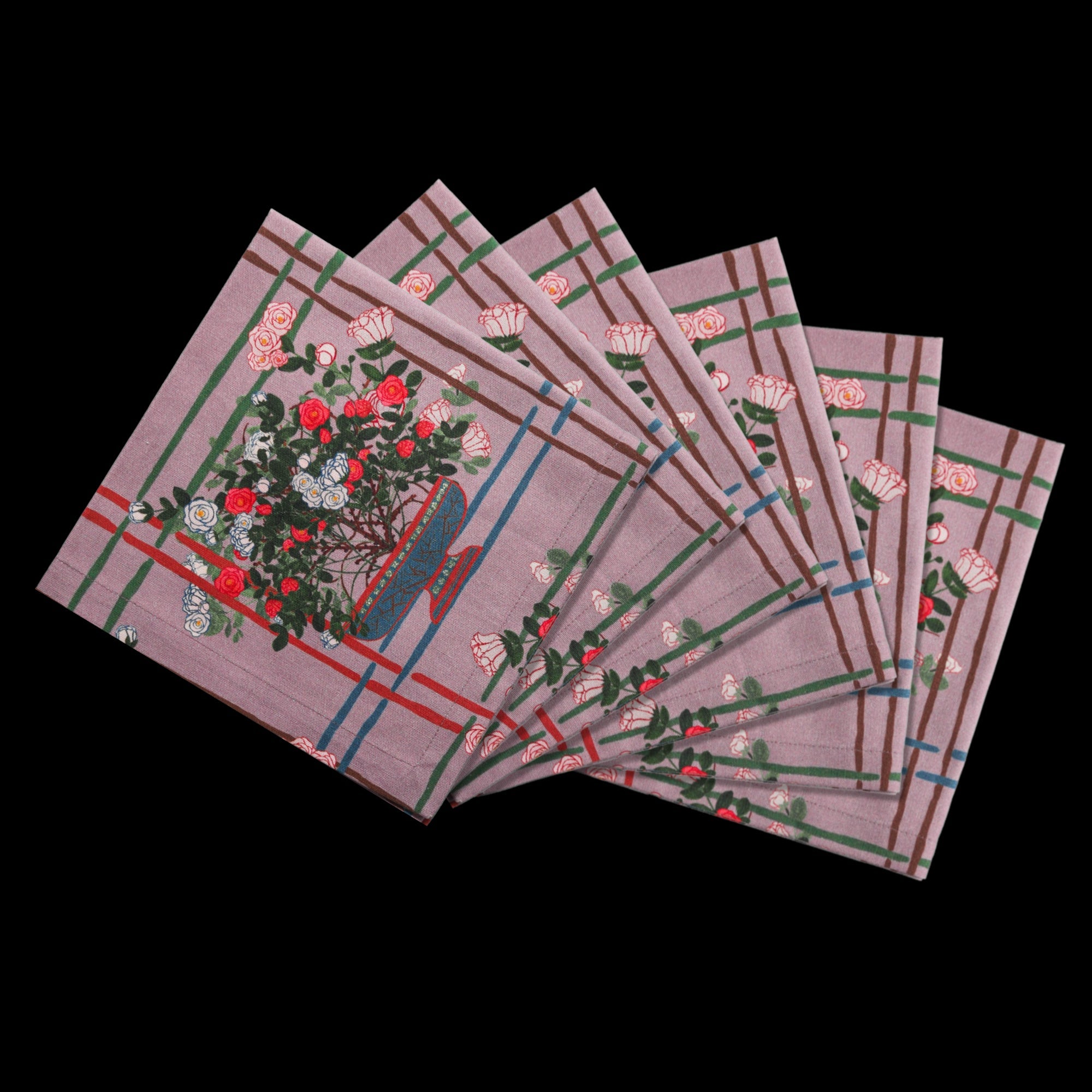 6 Napkins La Vie en Rose Offcut Version