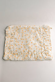 Lemon Blossoms | Timeless Floral Ruffle Zipper Pouch