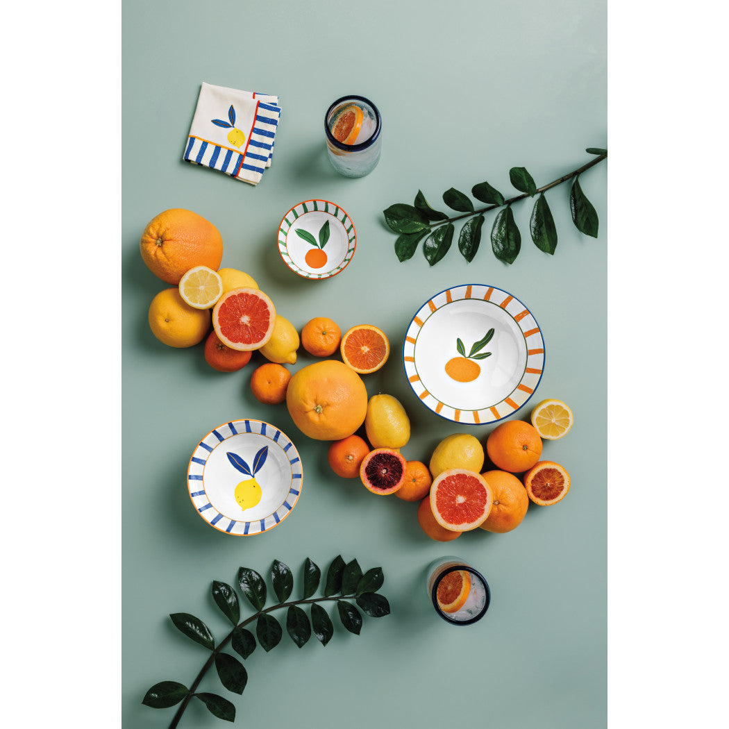 Set of 6 Bowl Stamped Citrus Burst