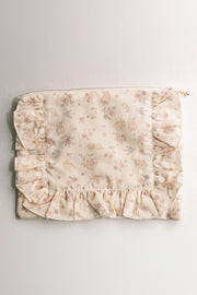 Storybook Bunny |Timeless Floral Ruffle Zipper Pouch
