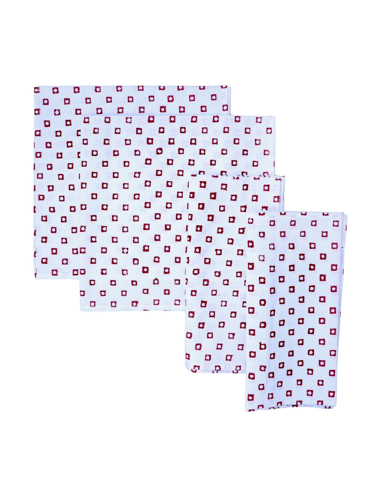 S/4 Cloth Napkins - Red Squares