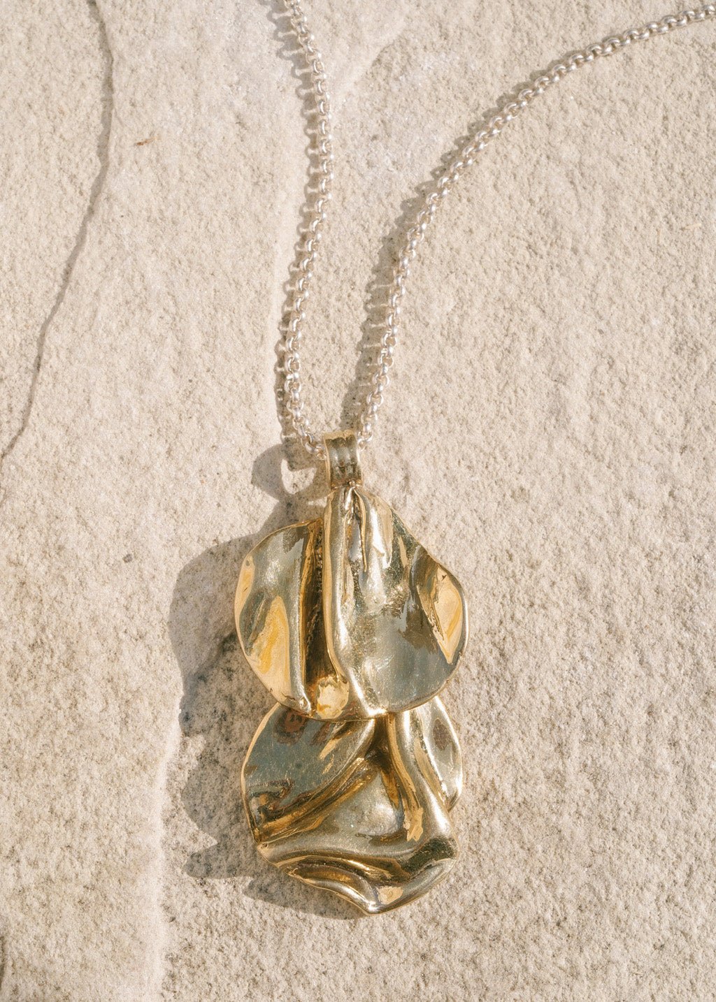 Aeolian Folded Double Pendant Necklace - Gold or Silver