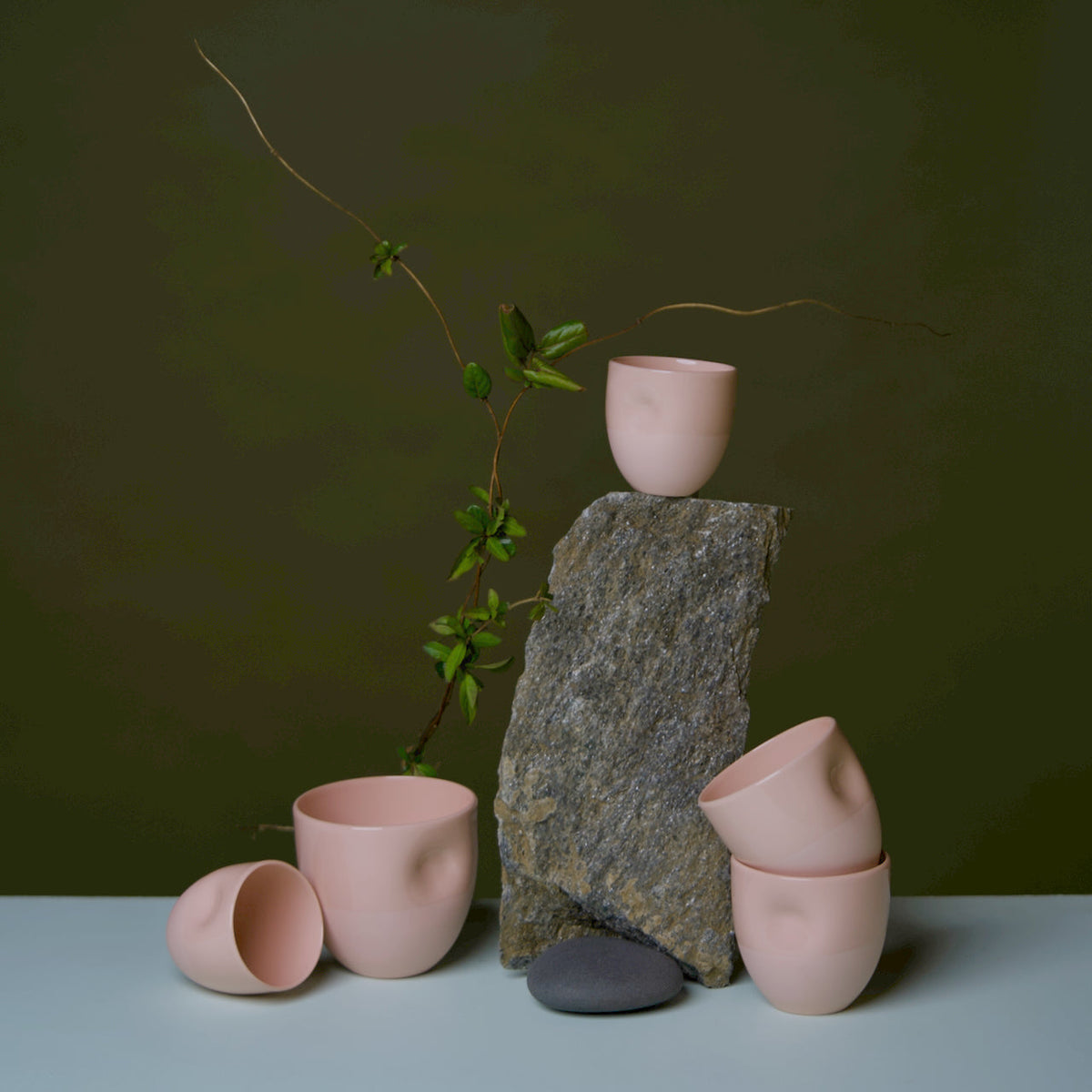 Unique Series Thumb Print Porcelain Cup - Dusty Pink