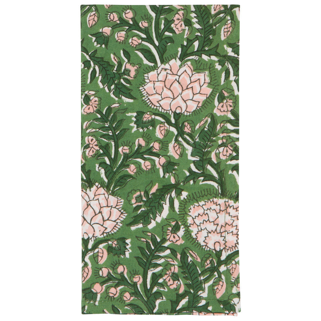 Set of 4 Napkin Block Print Peony