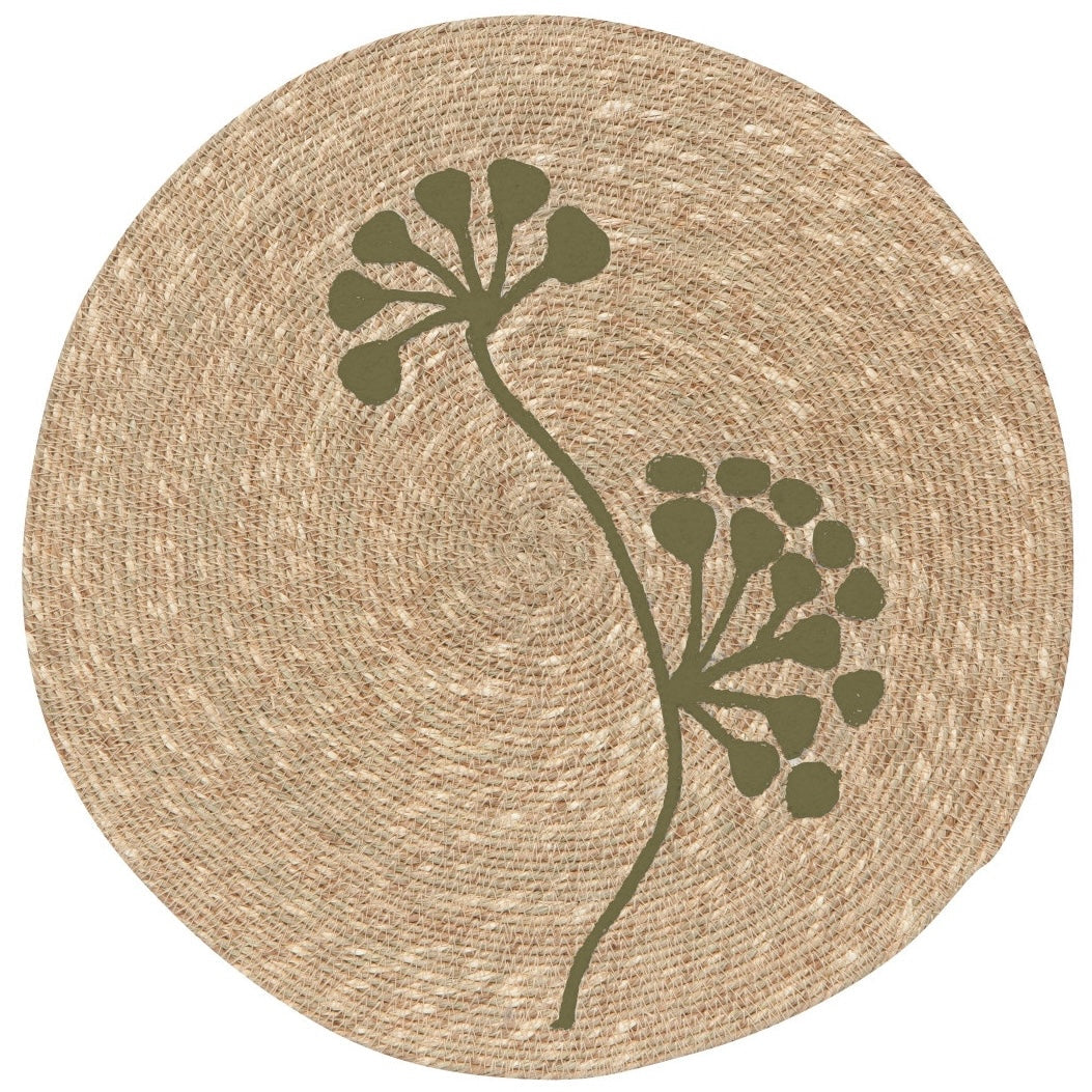 Set of 4 Seagrass Placemats - Flora Olive