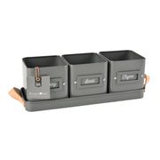 Burgon & Ball® 3 Herb Pots with Leather Handled Tray, Charcoal