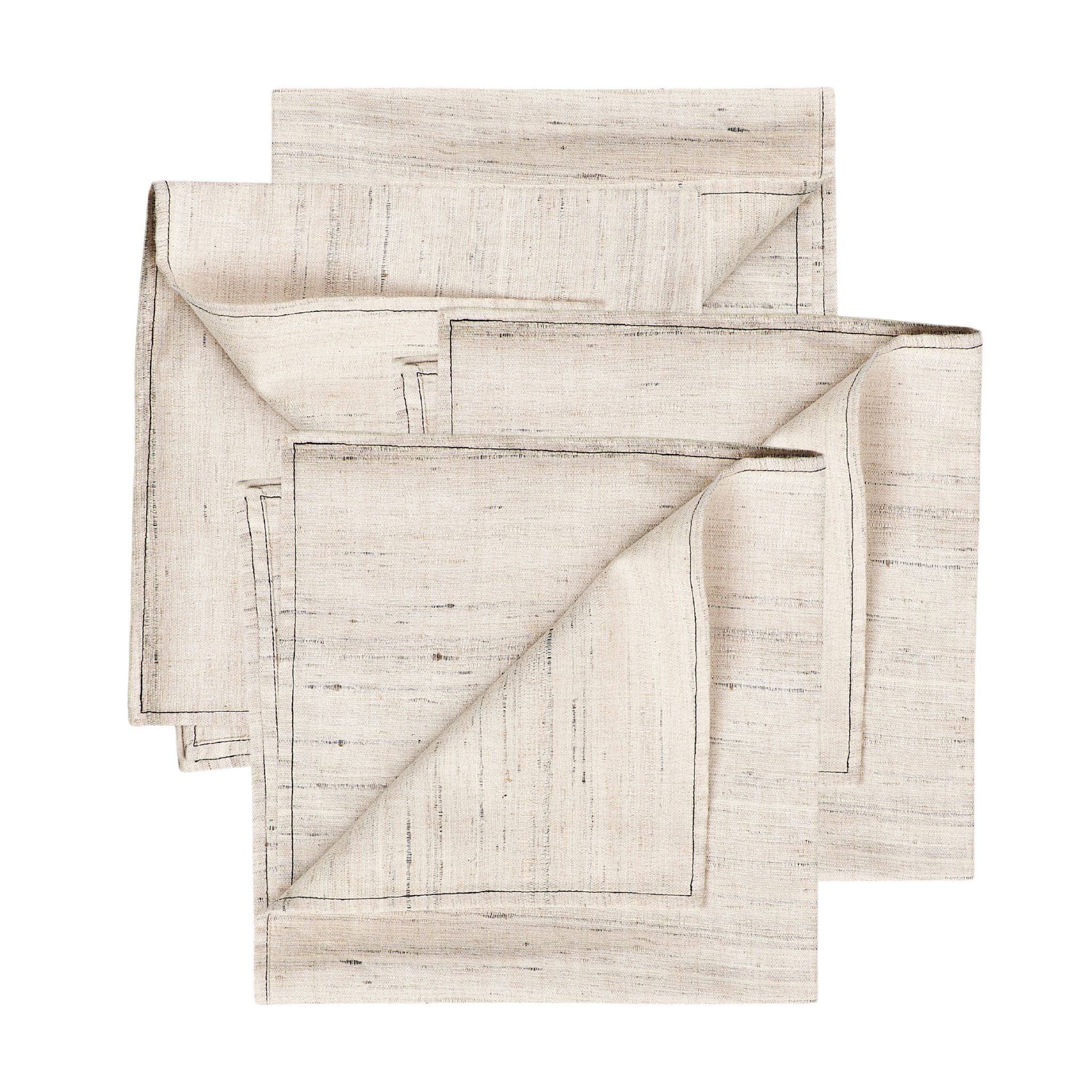 Kora Off White Peace Silk Handloom Napkin ( set of 4 )