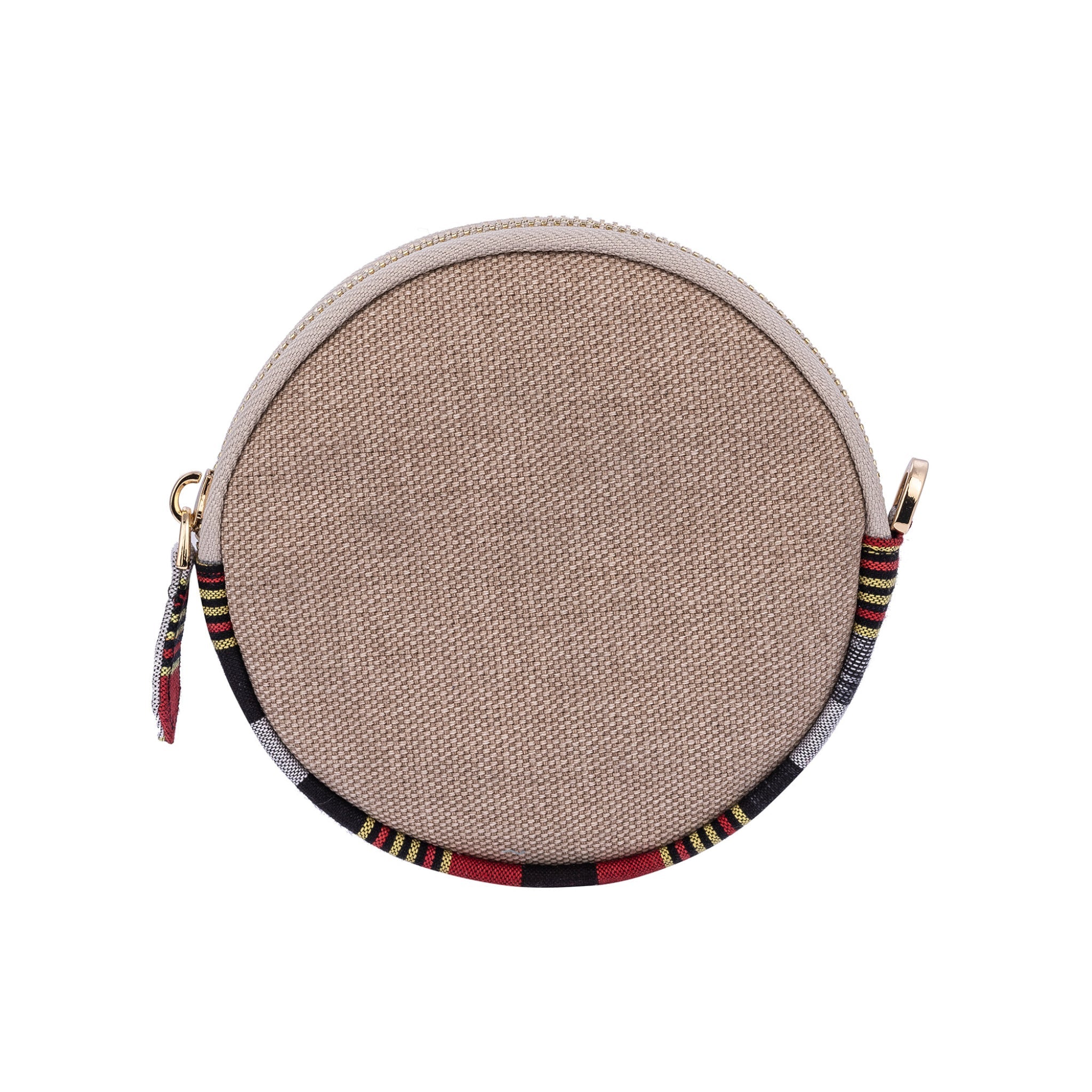 Cream Canvas Round Coin Purse