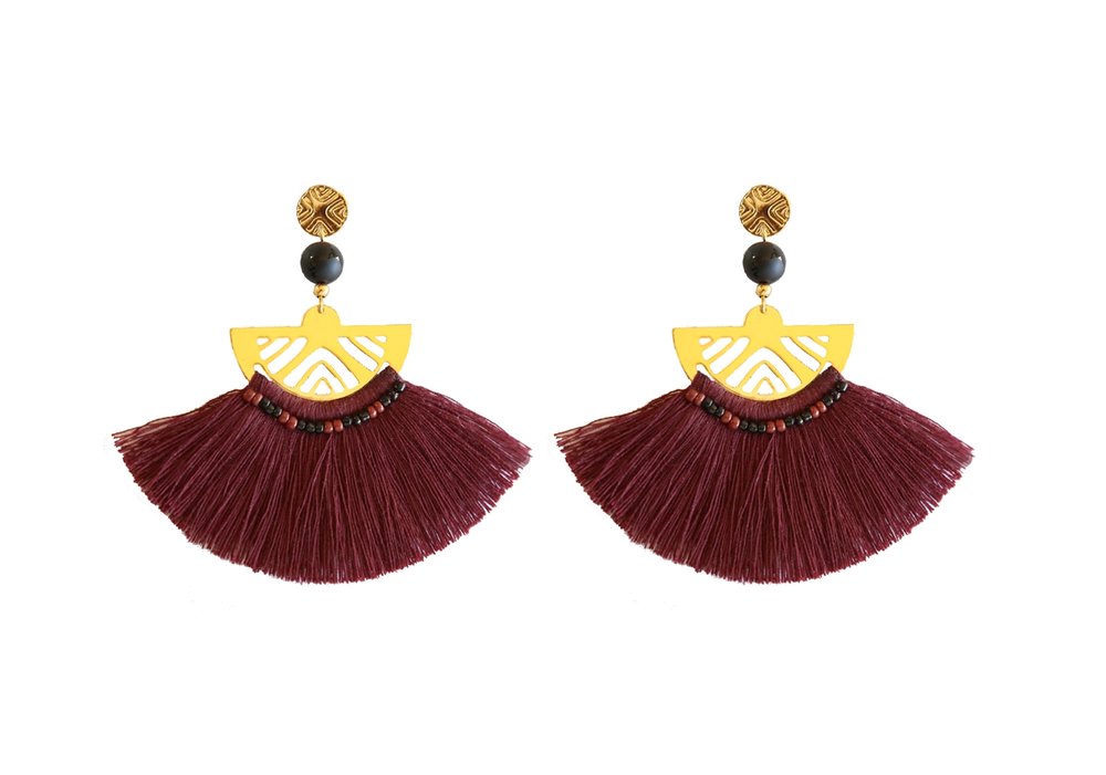 Luna Tassel Earring - Wine