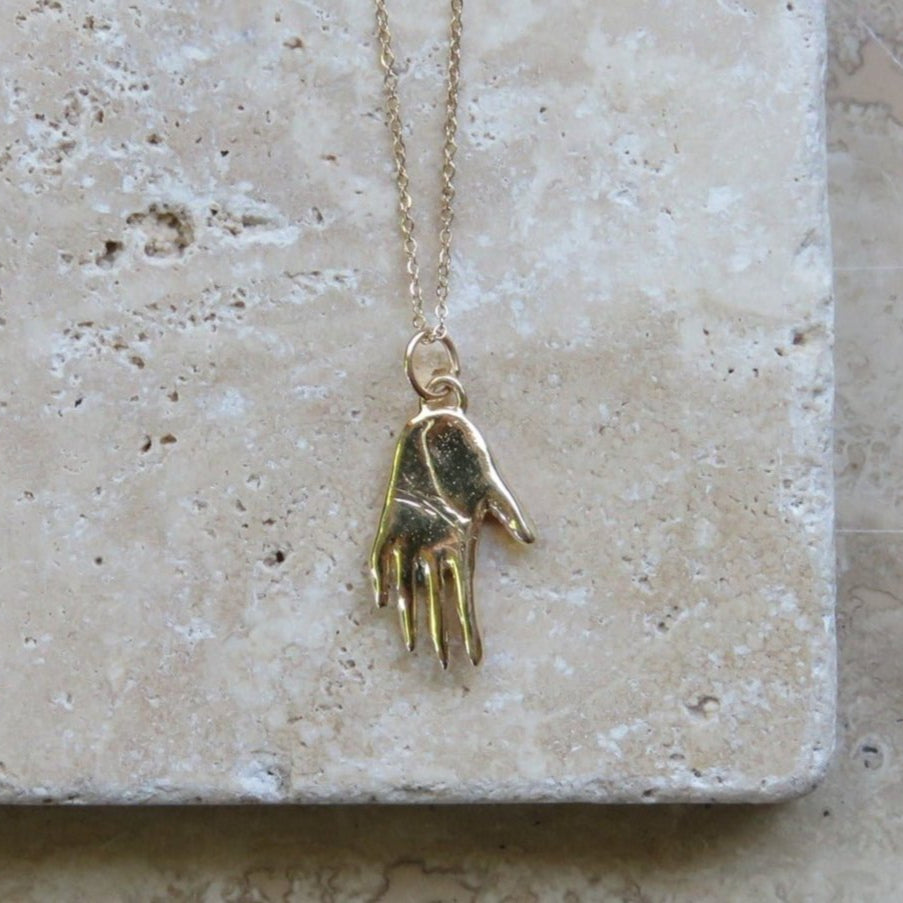 Gold Hand Talisman Necklace - Brass