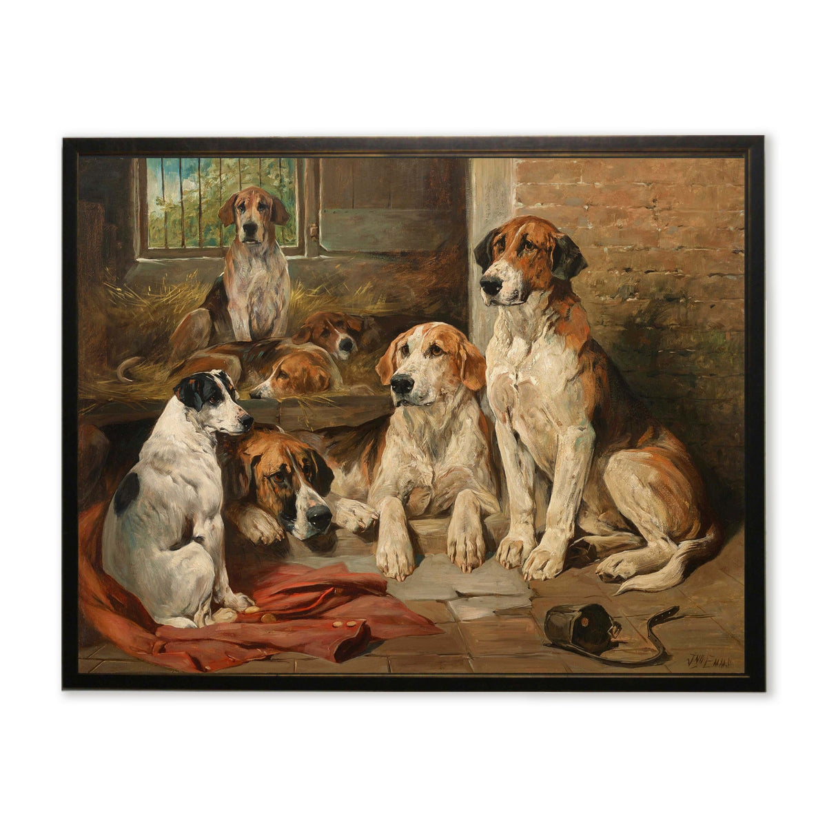 Resting Dogs in Copper and Black Frame