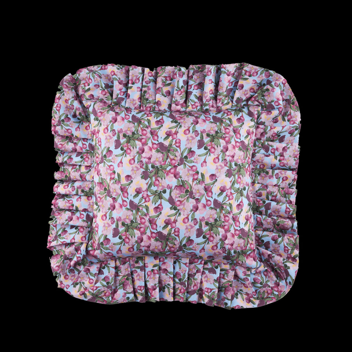 Ruffled Pillow Cover Romance is Dead Blue