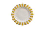 Ceramic Stripe Dinner Plate, Yellow - 10 x 10 x 1.25 Inches ( Set of 4 )