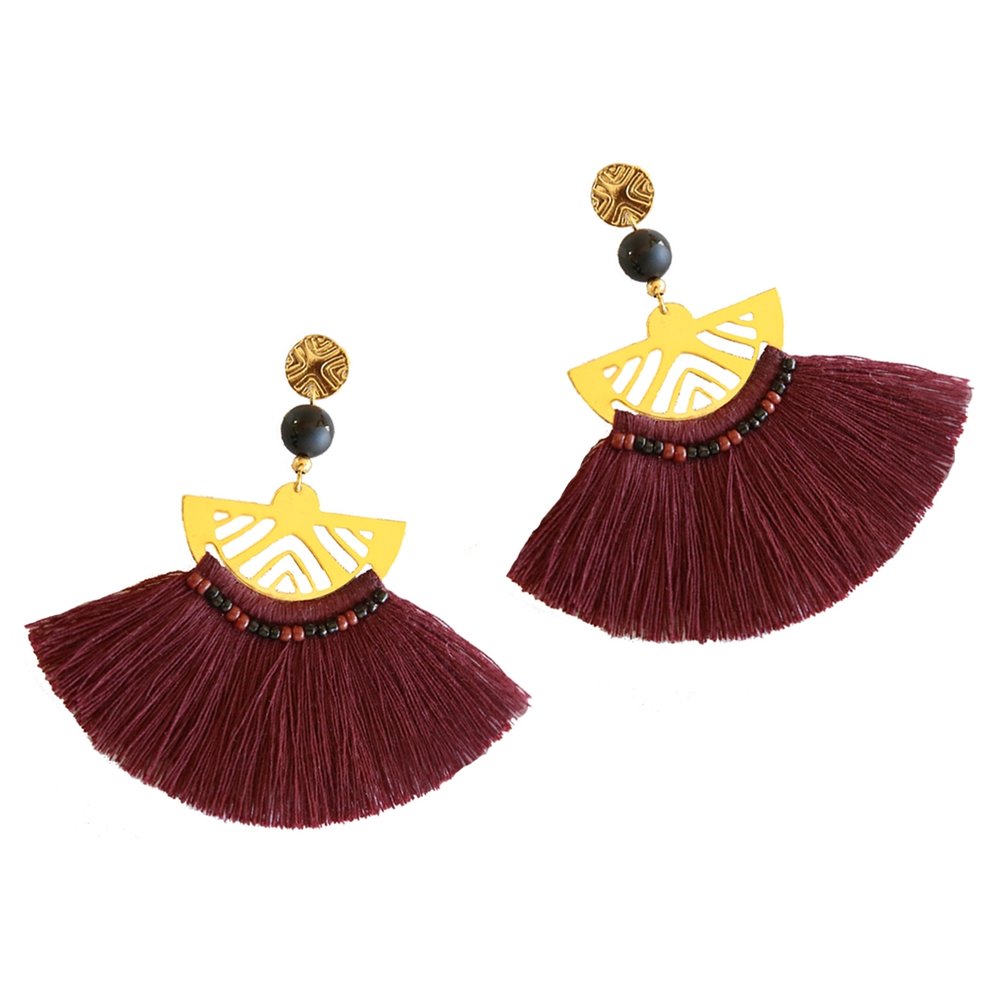 Luna Tassel Earring - Wine