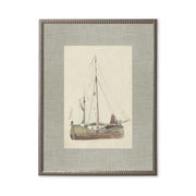 Sailboat Painting in Silver-Beaded Frame