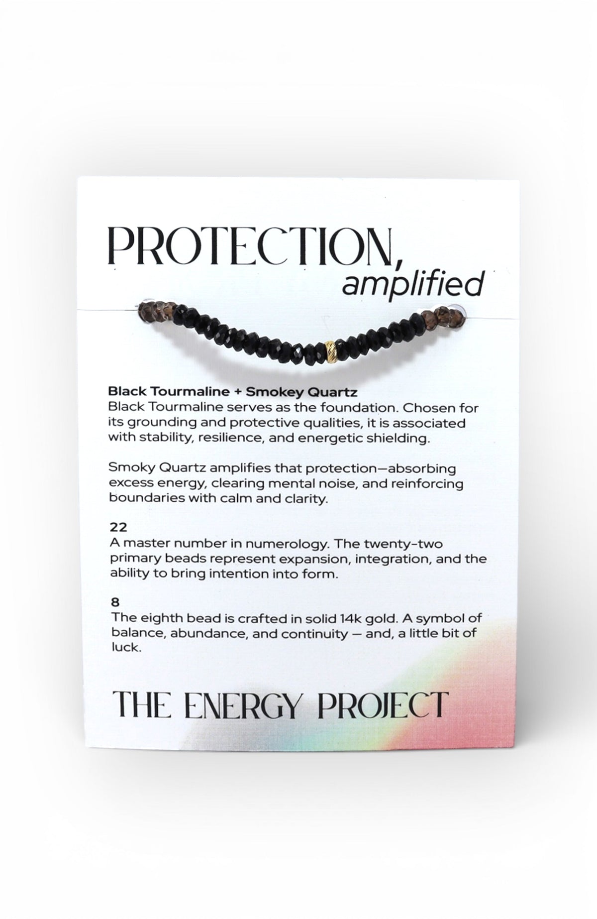 The Energy Project - Protecttion, Amplified Bracelet - Black Tourmaline, Smokey Quartz, 14k Gold