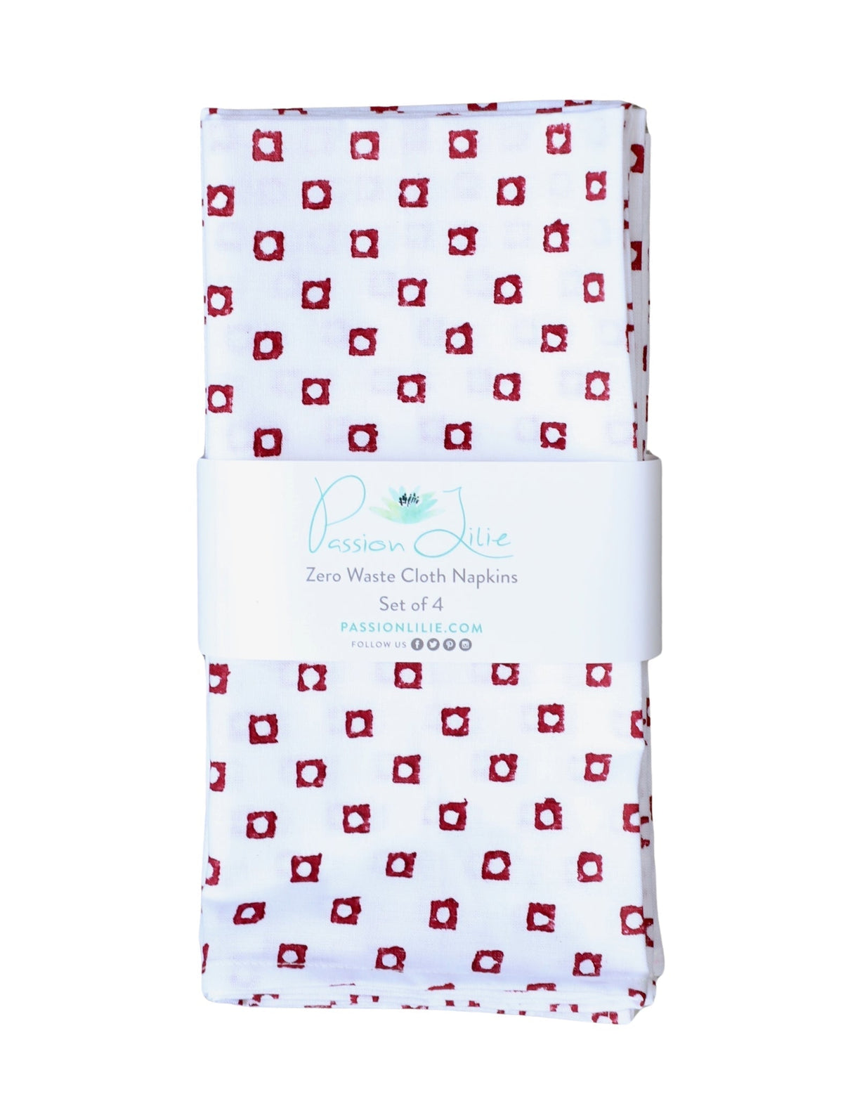 S/4 Cloth Napkins - Red Squares