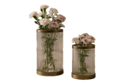 Raíz Studio Vetra Hurricane Holder with Ribbed Glass & Antique Brass Base